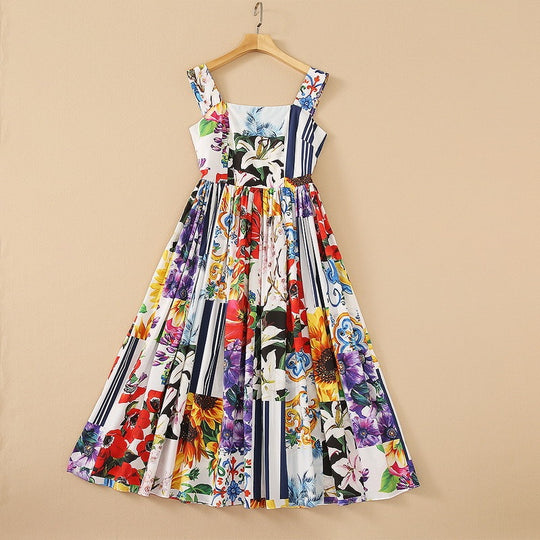 Summer New Style Glaze Floral Print Dress Women