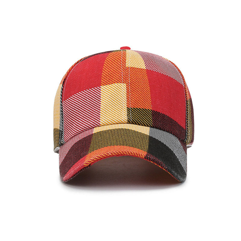 Men And Women Outdoor Plaid Print Baseball Hat