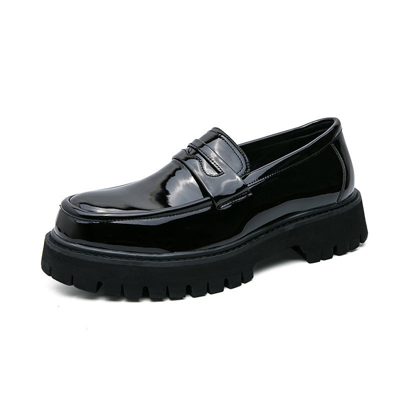 Loafers Platform Height Increasing Shoes Black Fashion Men