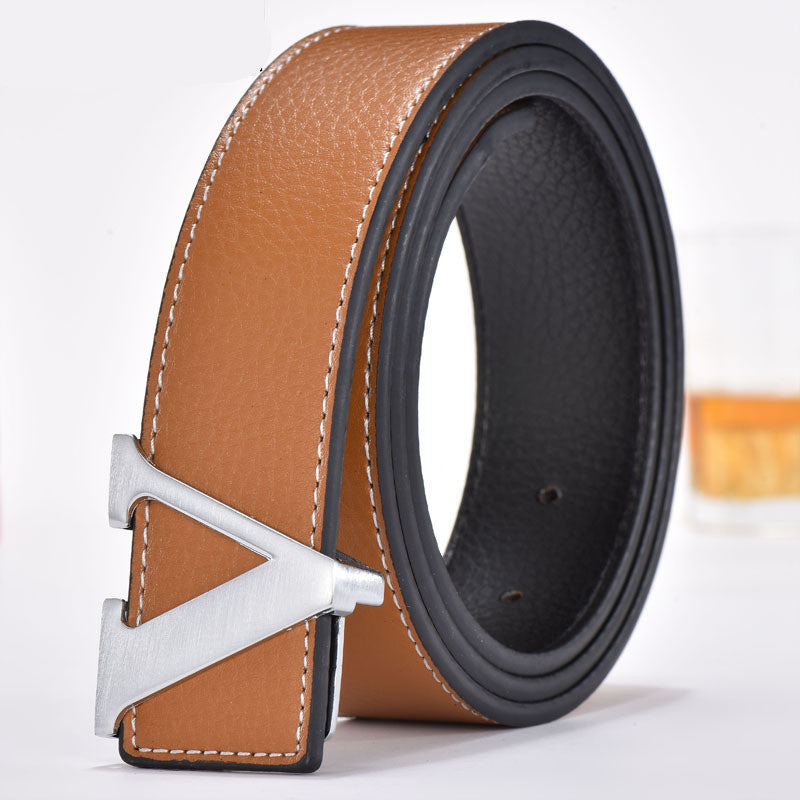 Korean fashion letter leather belt men's belt