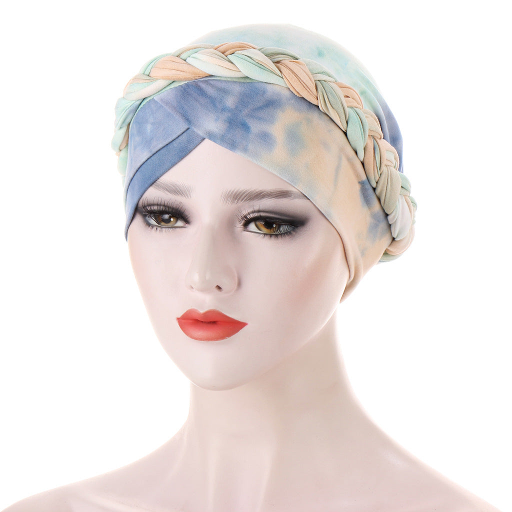 Tie-Dye Brushed Milk Silk Braided Hat