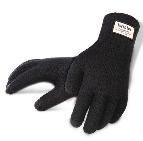 Winter Autumn Men Knitted Gloves Touch Screen High Quality Male Thicken Warm Wool Cashmere Solid Gloves Men Mitten Business