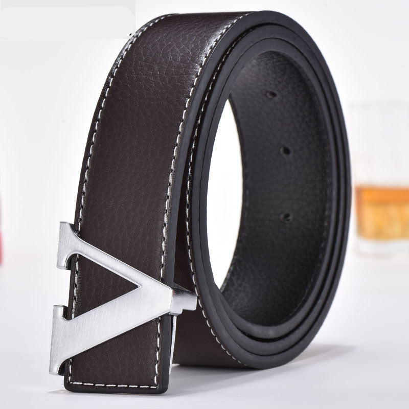 Korean fashion letter leather belt men's belt