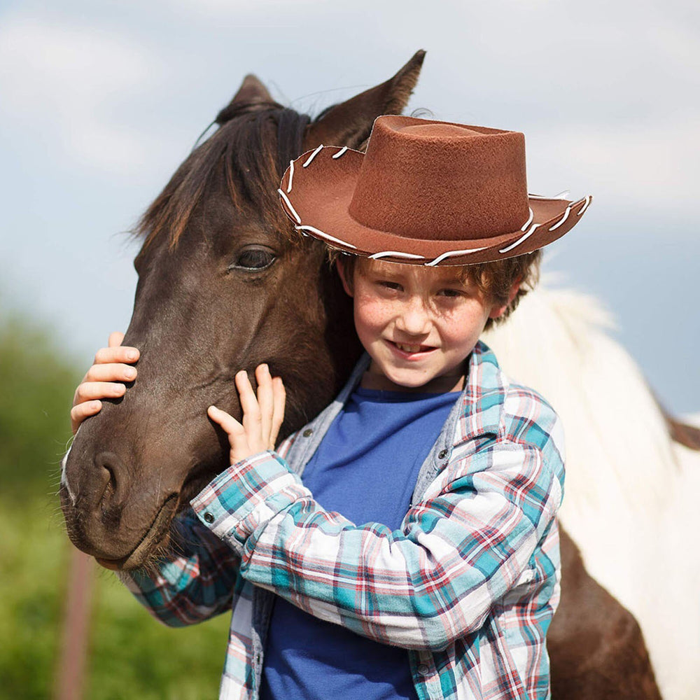 Children's Rope Non-Woven Brown Brim Cowboy Hat