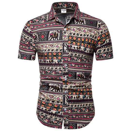 Men's shirt printed casual Beach Short Sleeve Shirt for men