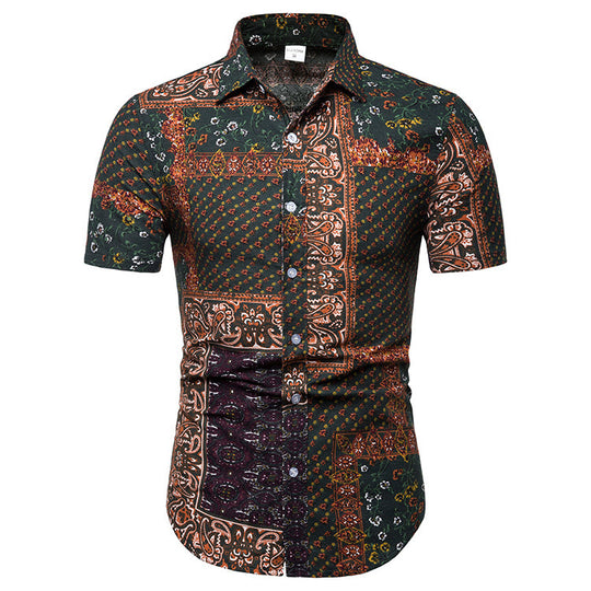 Men's shirt printed casual Beach Short Sleeve Shirt for men