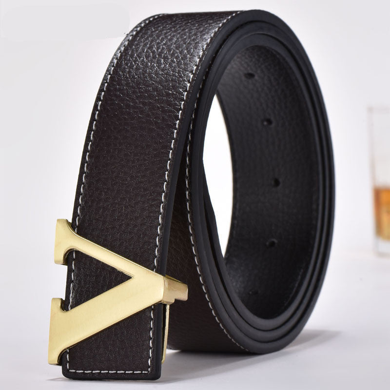 Korean fashion letter leather belt men's belt