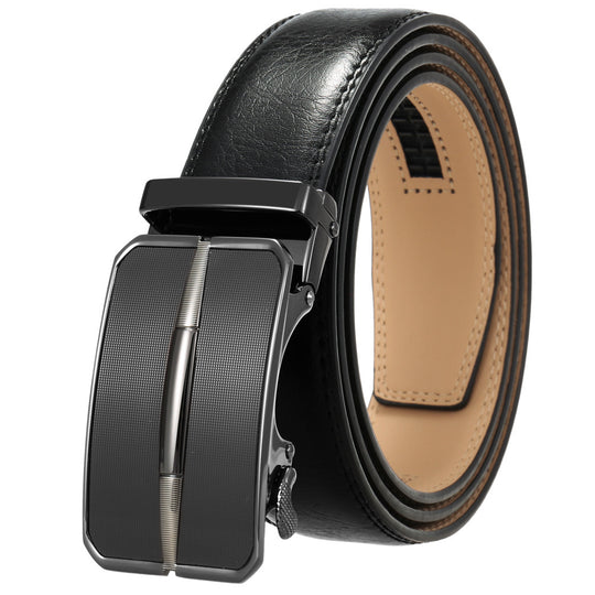 Men's Simplicity Belt Automatic Buckle Belt Two-layer Cowhide