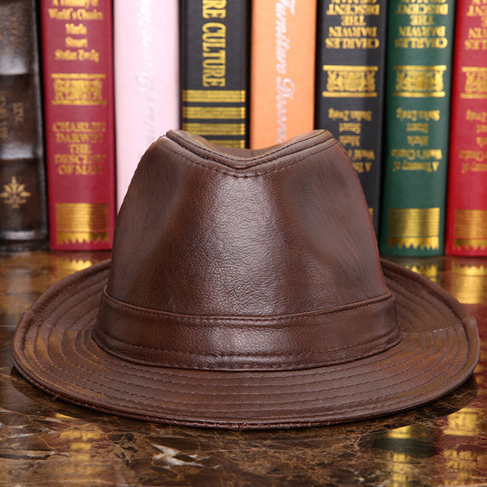 Men And Women Leather Tycoon Jazz Hat