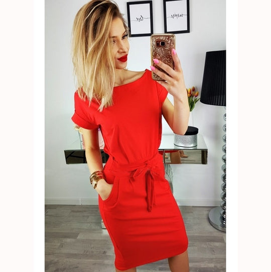 Summer Vestidos Striped Short Sleeve Slim Women Dress