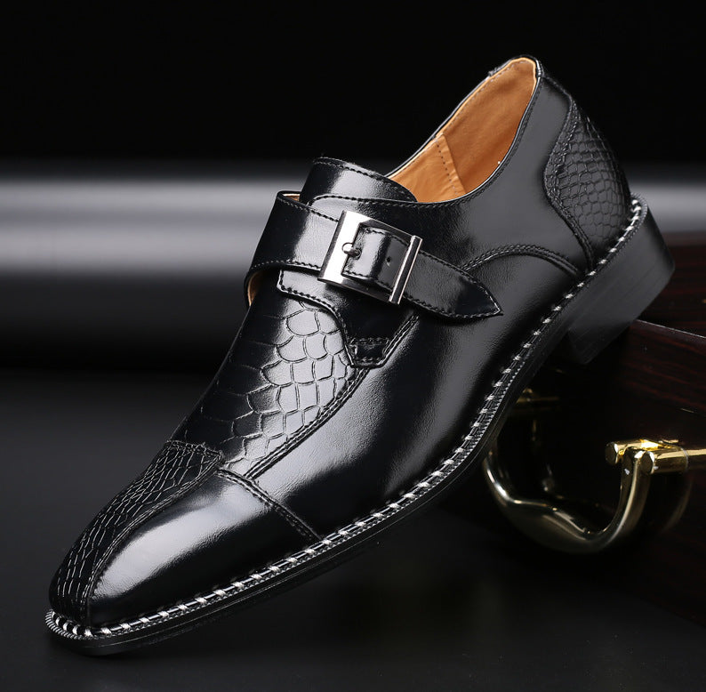 Spring Low-heel Belt Buckle Business Single Shoes Men