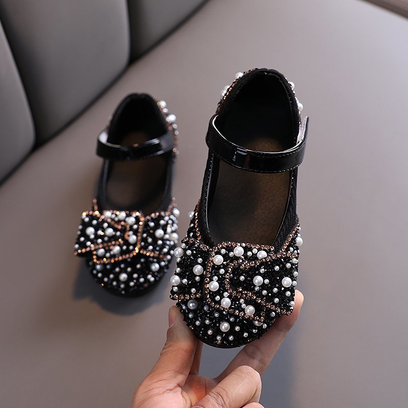 Girls' Leather Shoes Spring And Autumn Style Single Shoes Rhinestone Princess Shoes Performance Shoes