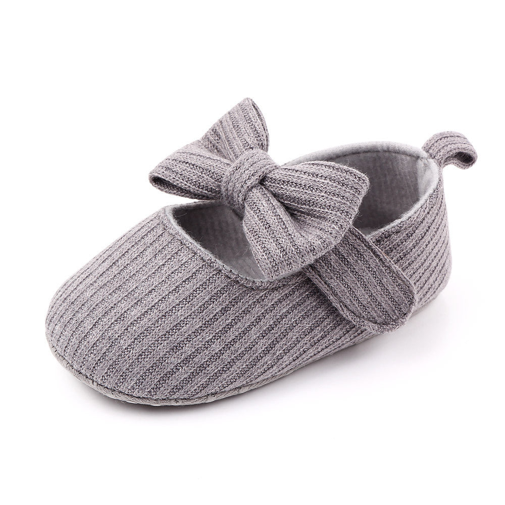 Bowknot Woolen Knit Baby Shoes Moccasins Princess Shoes Baby Shoes