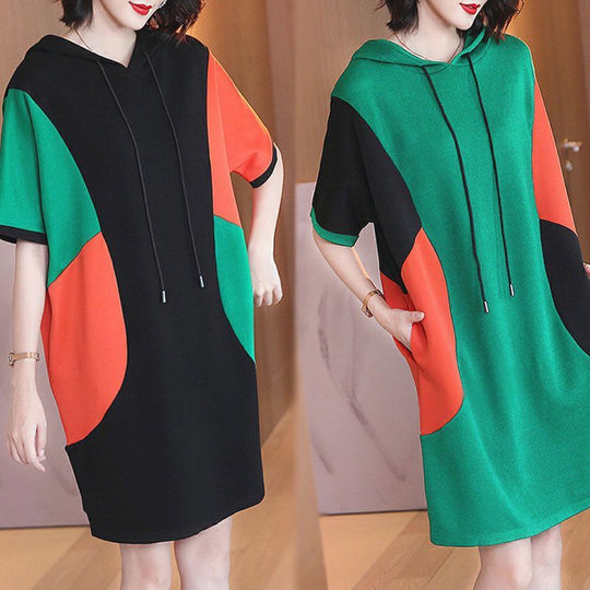 Women Summer Loose Mid-Length Short-Sleeved Dress