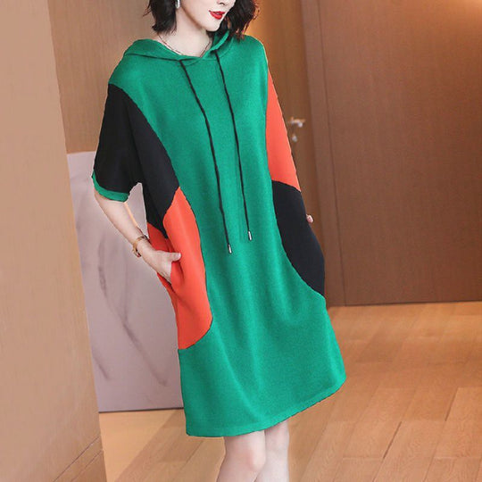 Women Summer Loose Mid-Length Short-Sleeved Dress