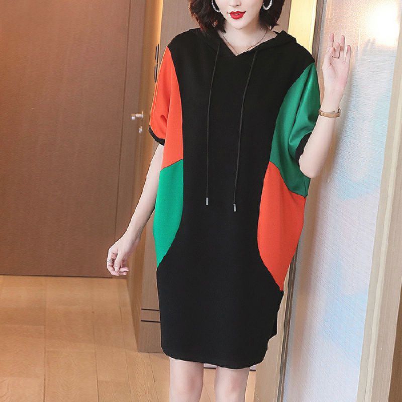 Women Summer Loose Mid-Length Short-Sleeved Dress