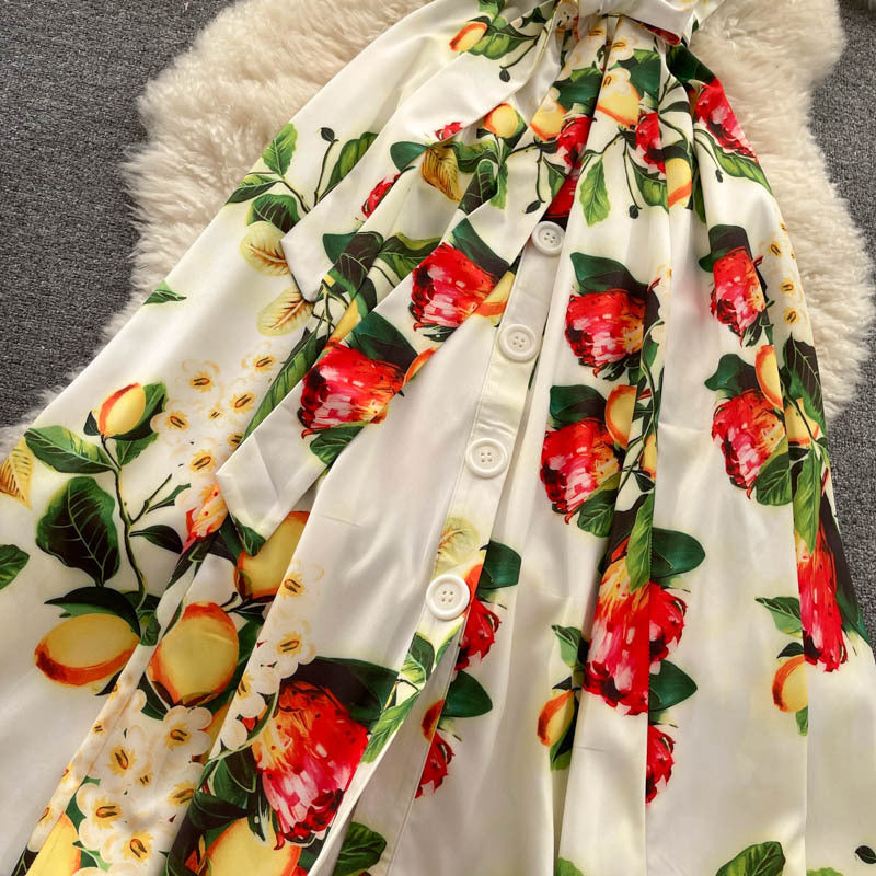 Vacation Style Print Suspender Dress Women Summer Dress