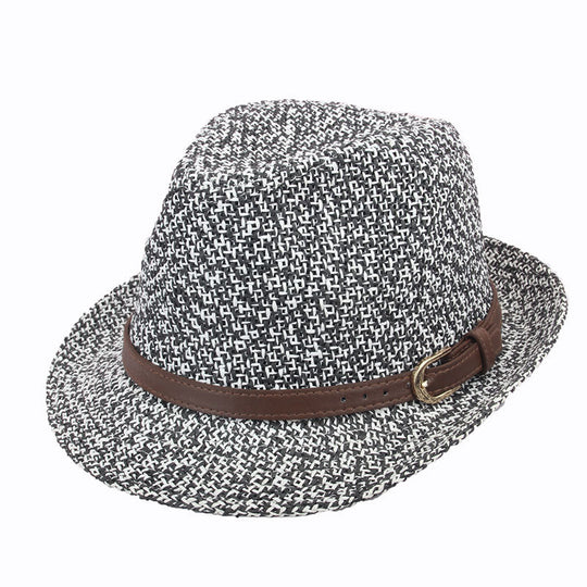 Men Summer Woven Straw Hat Outdoor Sun Protection Wild Brimmed Jazz Hat Visor