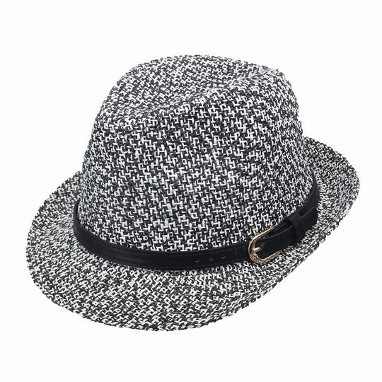 Men Summer Woven Straw Hat Outdoor Sun Protection Wild Brimmed Jazz Hat Visor