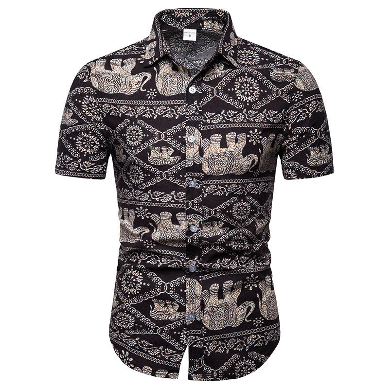 Men's shirt printed casual Beach Short Sleeve Shirt for men