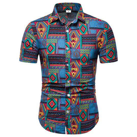 Men's shirt printed casual Beach Short Sleeve Shirt for men