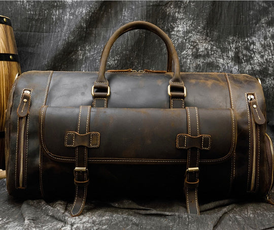 Retro Crazy Horse Leather Men's Travel Bag