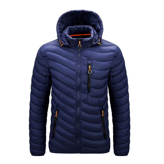 Men's cotton jacket with hooded removable cap cotton jacket autumn and winter men's cotton jacket