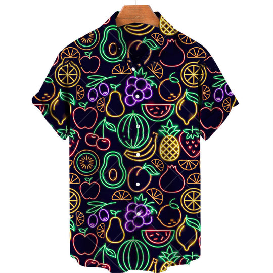 Summer Casual Fruit Print Hawaiian Shirt For Men