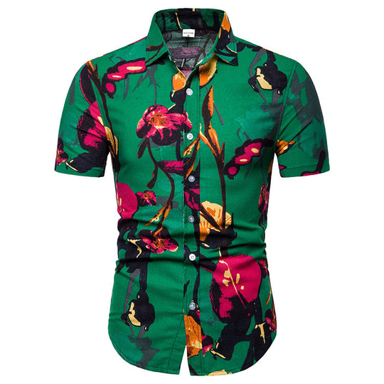 Men's shirt printed casual Beach Short Sleeve Shirt for men