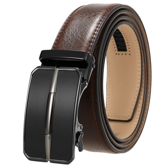 Men's Simplicity Belt Automatic Buckle Belt Two-layer Cowhide