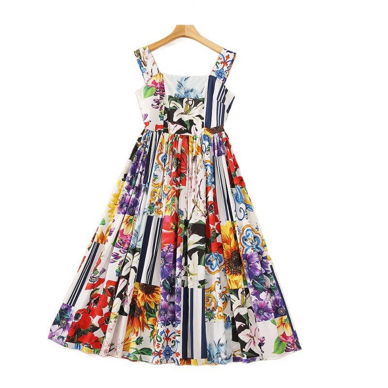 Summer New Style Glaze Floral Print Dress Women