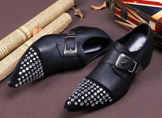 Buckle Rhinestone Low-Top Dress Shoes Men