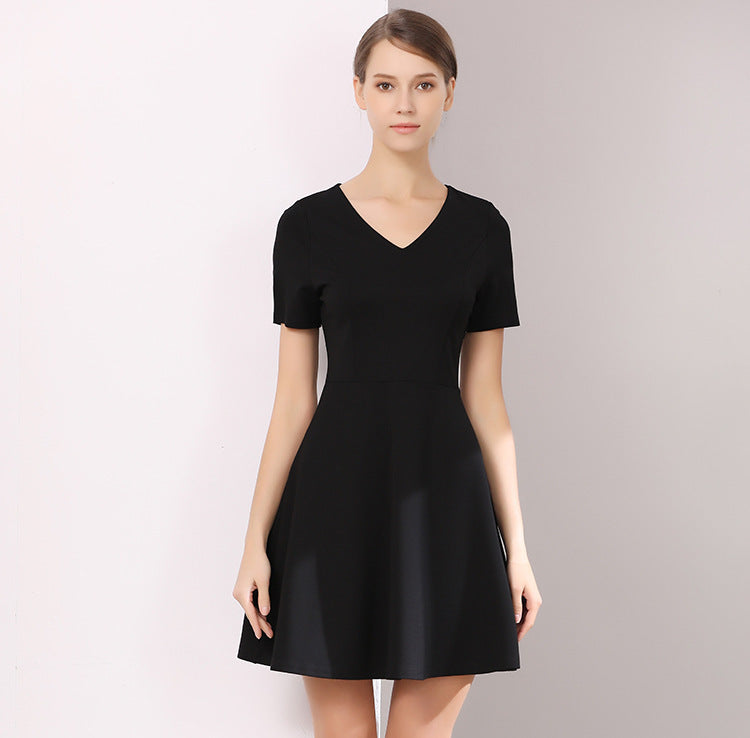 Women Basic Summer Suit A-line Black Dress