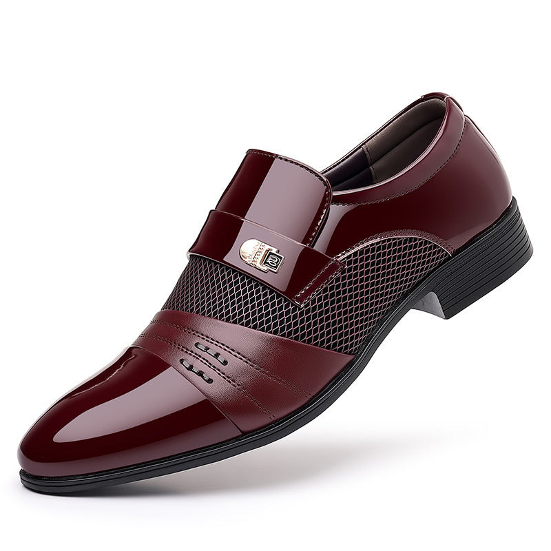 Wine Red Fashion Patchwork Leather Shoes For Men