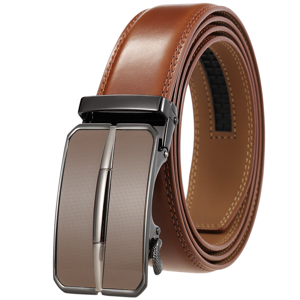 Men's Simplicity Belt Automatic Buckle Belt Two-layer Cowhide