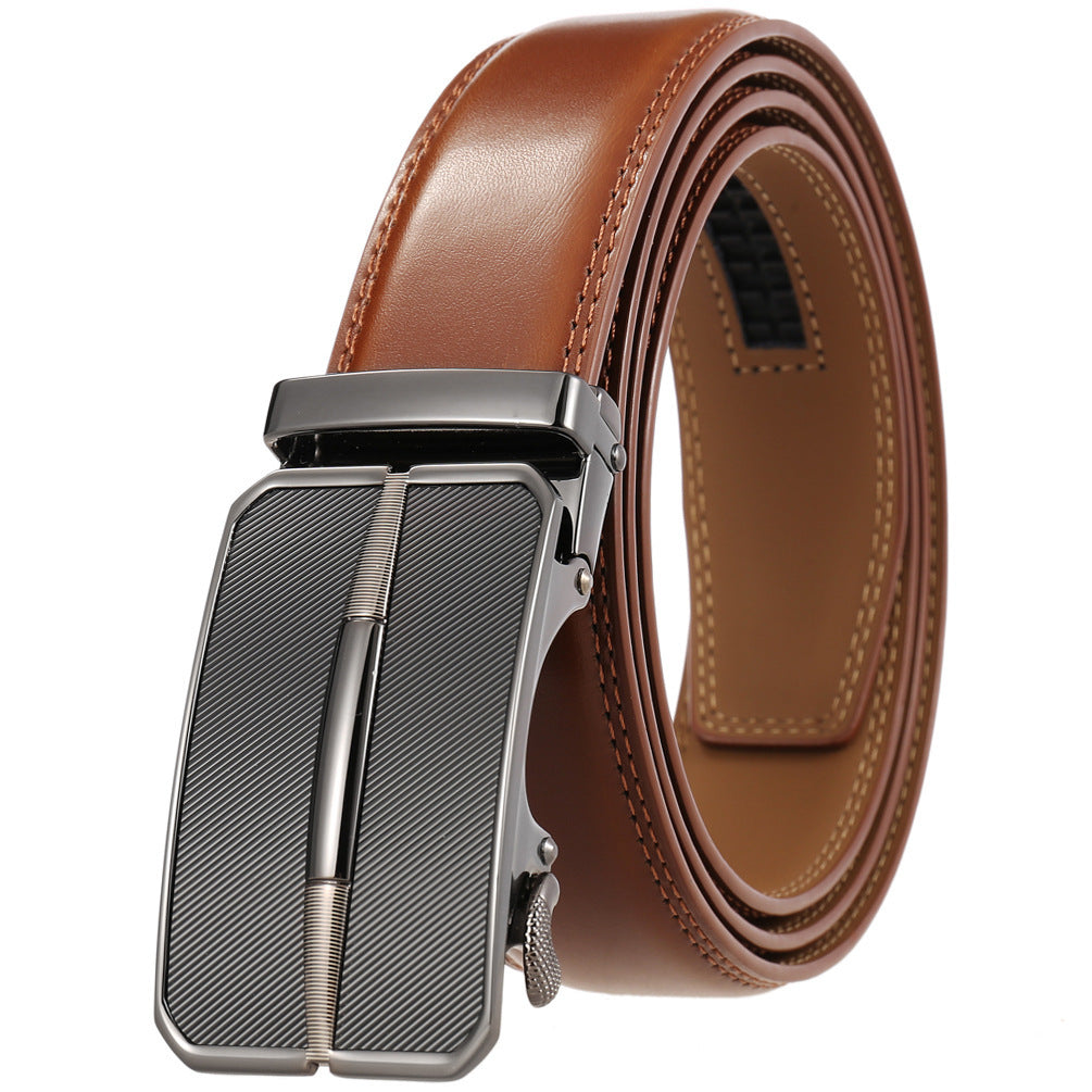 Men's Simplicity Belt Automatic Buckle Belt Two-layer Cowhide