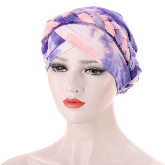 Tie-Dye Brushed Milk Silk Braided Hat