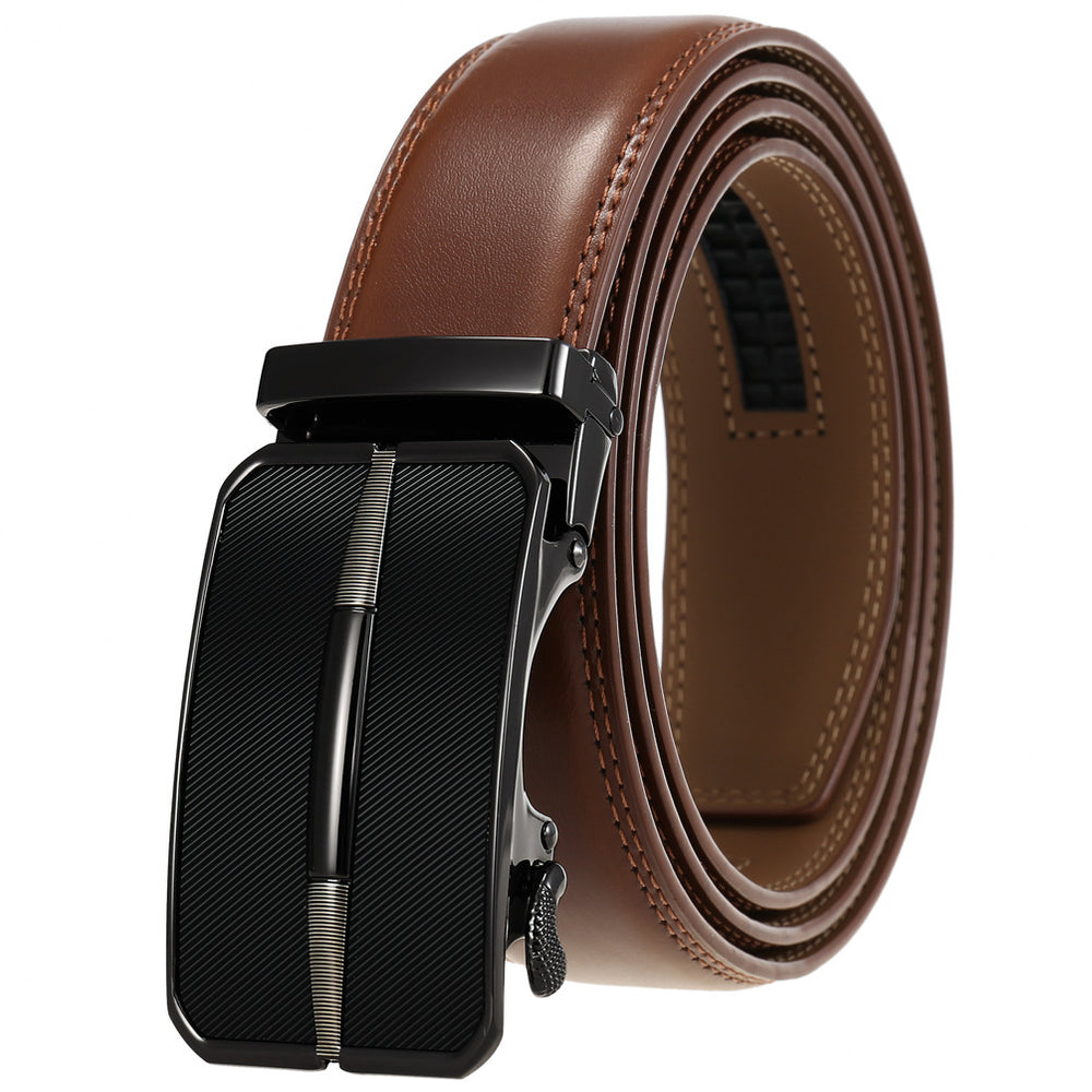 Men's Simplicity Belt Automatic Buckle Belt Two-layer Cowhide