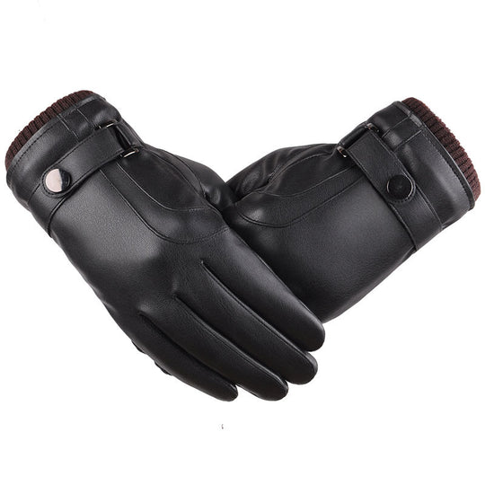 Wash Leather Gloves For Men With Velvet Touch Screen