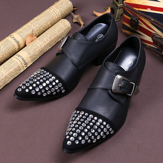 Buckle Rhinestone Low-Top Dress Shoes Men