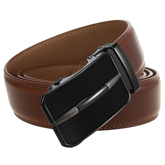 Men's Simplicity Belt Automatic Buckle Belt Two-layer Cowhide