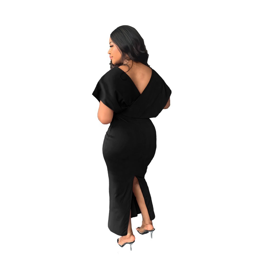 Sexy Backless High Waist Slim Temperament Dinner Women's Split Dress