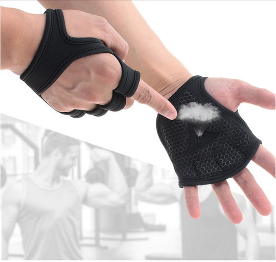 Black Breathable Weightlifting Sports Gym Half Finger Protector Gloves