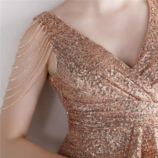 Long Sequined Aura Queen Dinner Dress