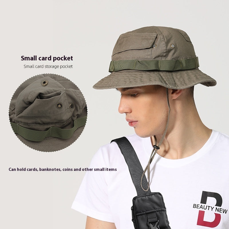 Sun Hat Men Sun-proof Vintage Cotton Tooling Style Bucket Hat