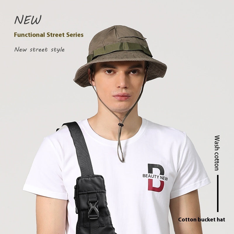 Sun Hat Men Sun-proof Vintage Cotton Tooling Style Bucket Hat