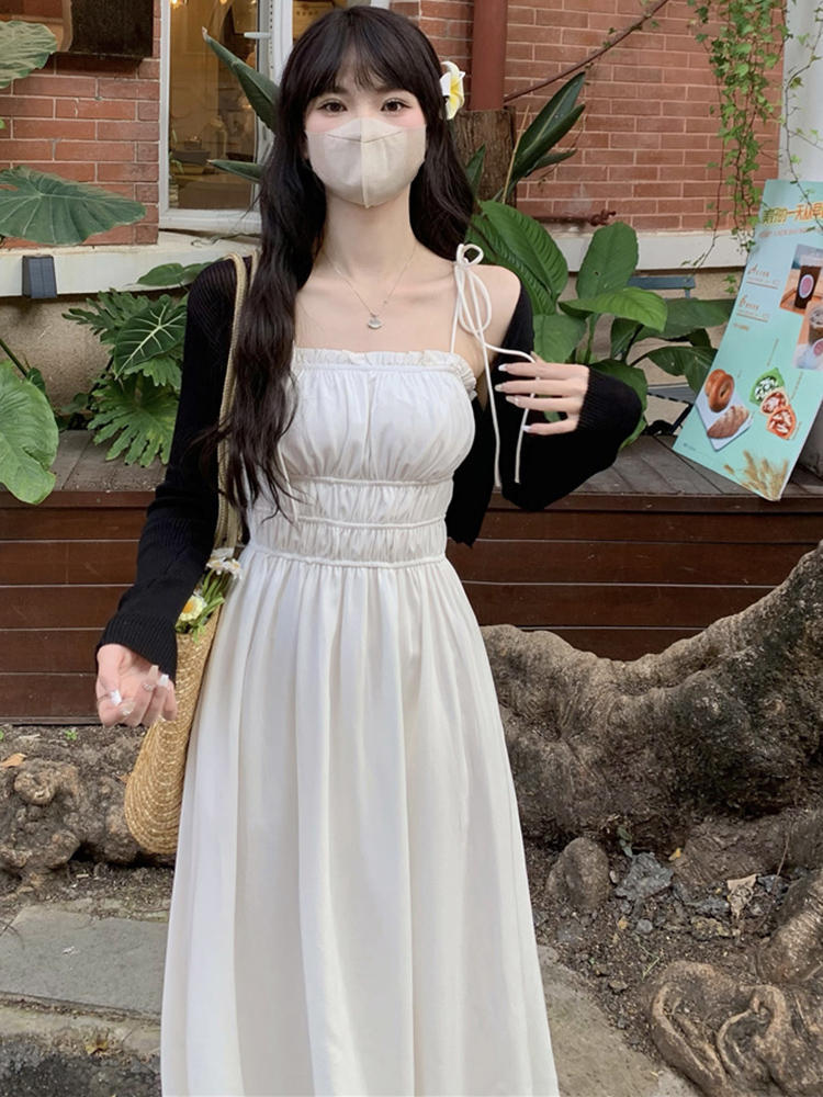 White Suspender Dress For Women In Summer