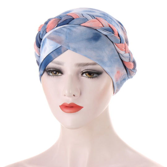 Tie-Dye Brushed Milk Silk Braided Hat