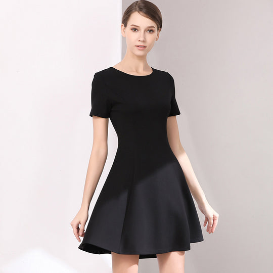 Women Basic Summer Suit A-line Black Dress