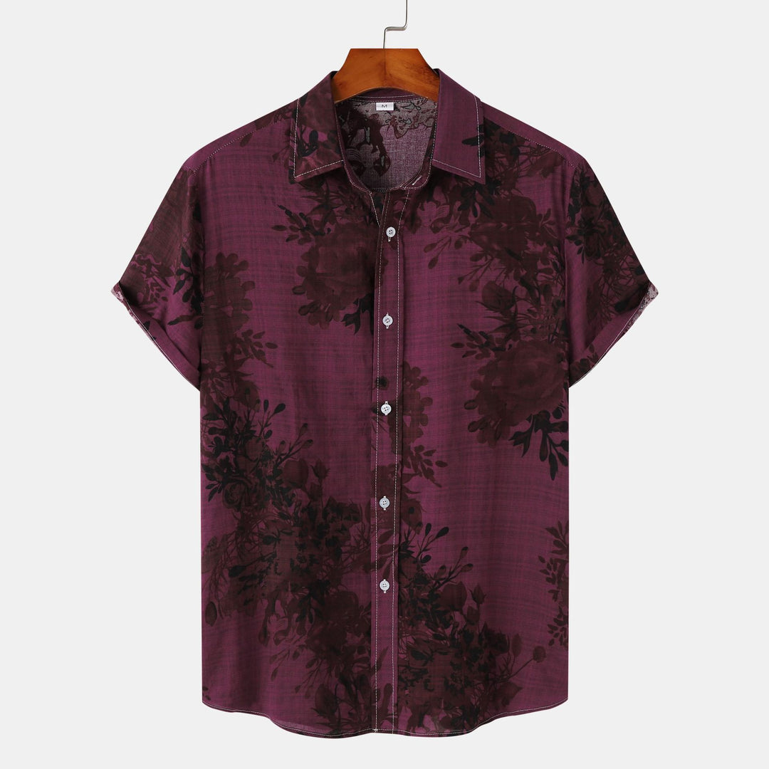 Floral Lapel Shirt For Men